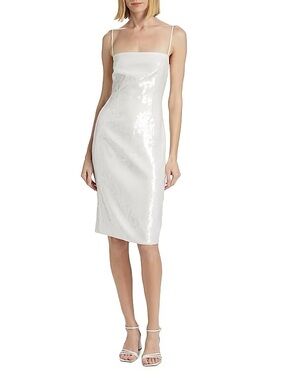Theory White Sequin Slip Dress